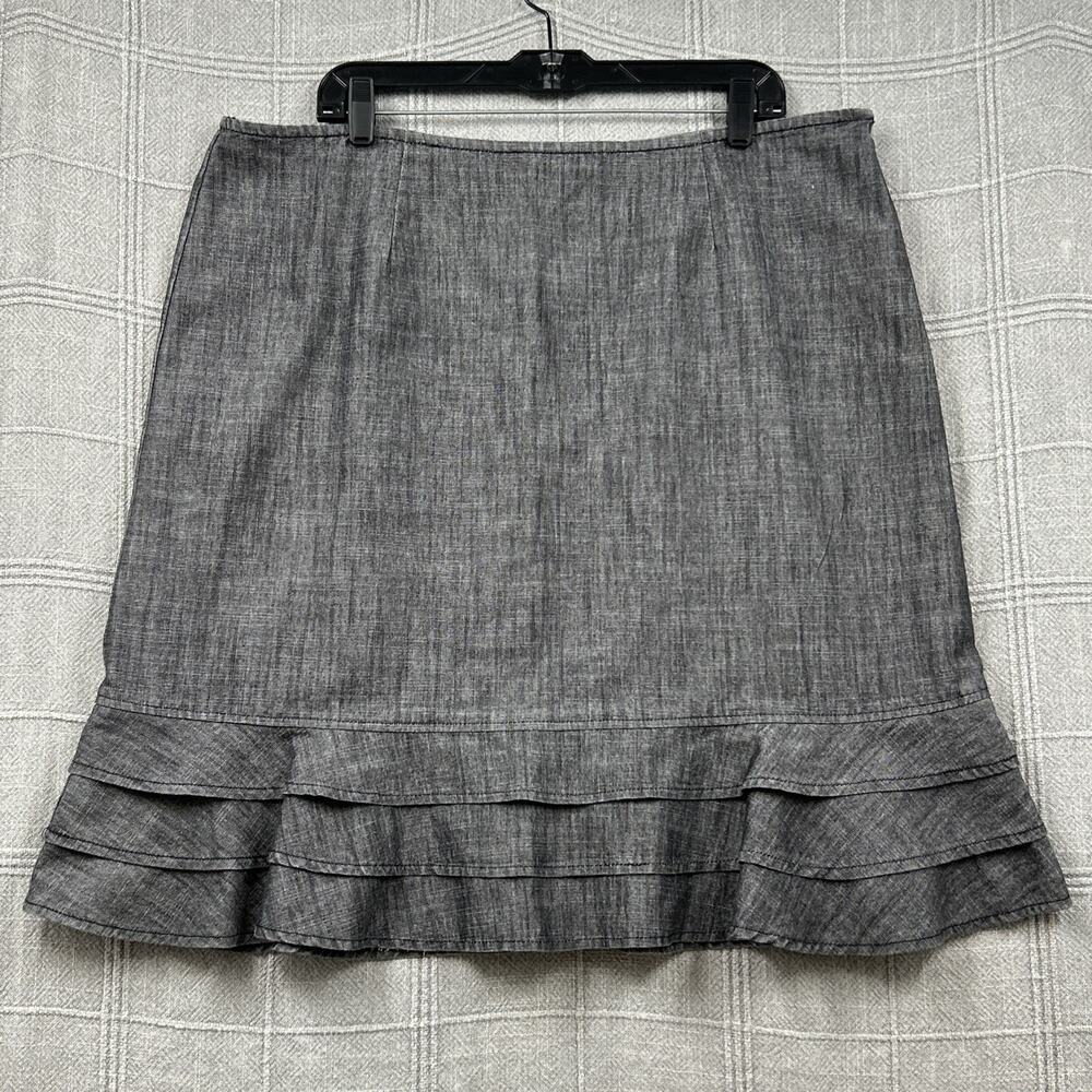 Cato Skirt Women's Size 16W Plus Gray Ruffle Flounce Hem Stretch Cotton Blend